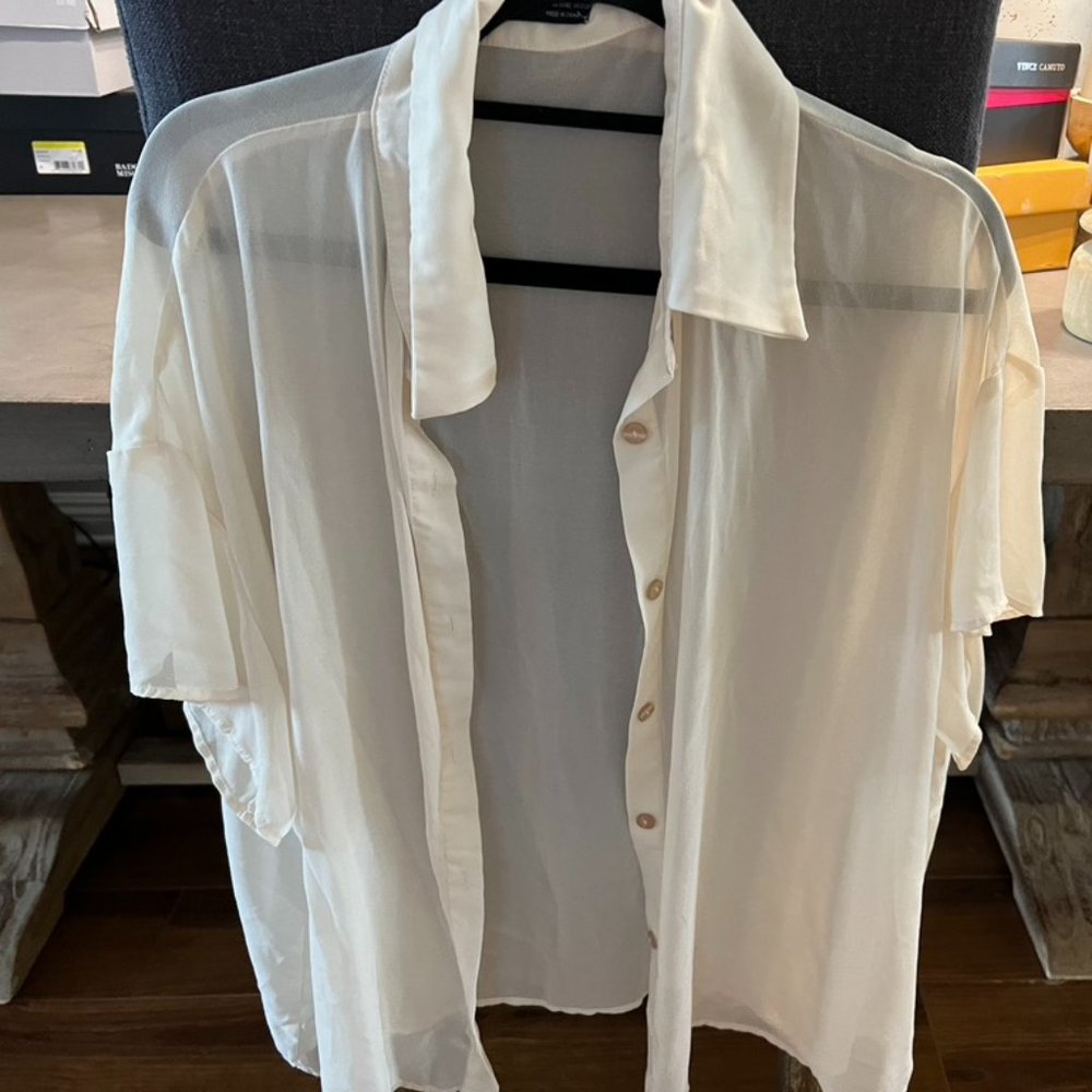 Shein button down - sheer tan - size 8/10